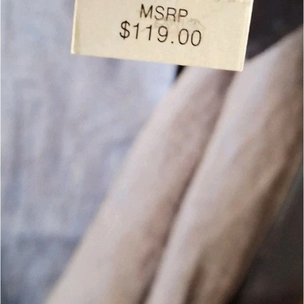 Preston & York Womens Linen Jacket Blue Middie 3/4 Sleeve Pocket Size 8 NWT $119